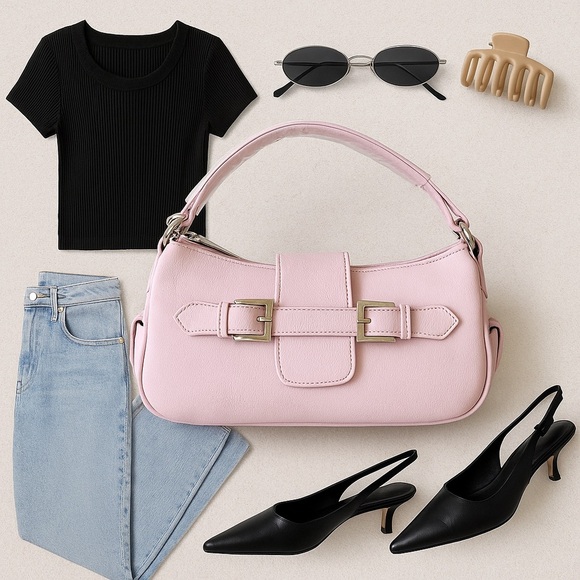 NWT Y2K Pink Baguette Shoulder Bag - Picture 2 of 16